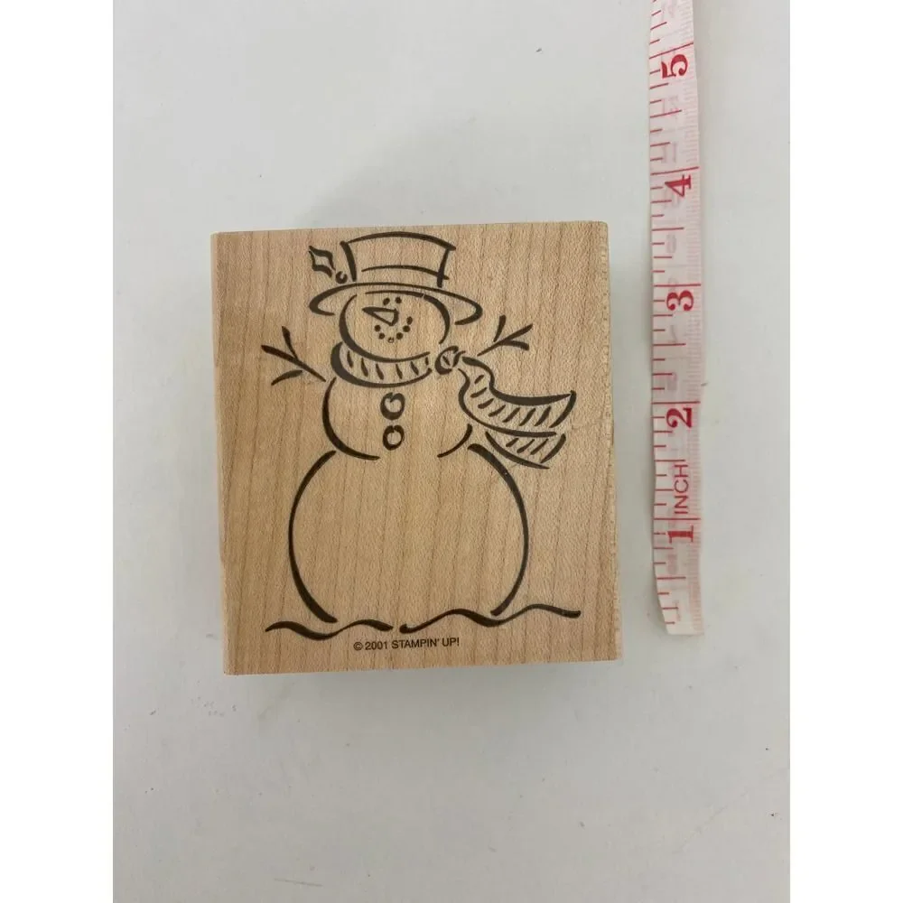 Vintage stamp for scrapbooking, card making, and crafts - Snowman Christmas